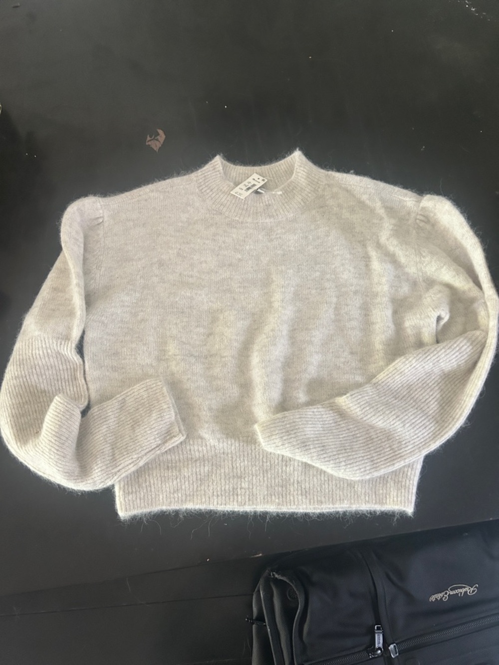 Madewell Heather Light Gray Fuzzy Crewneck Sweater